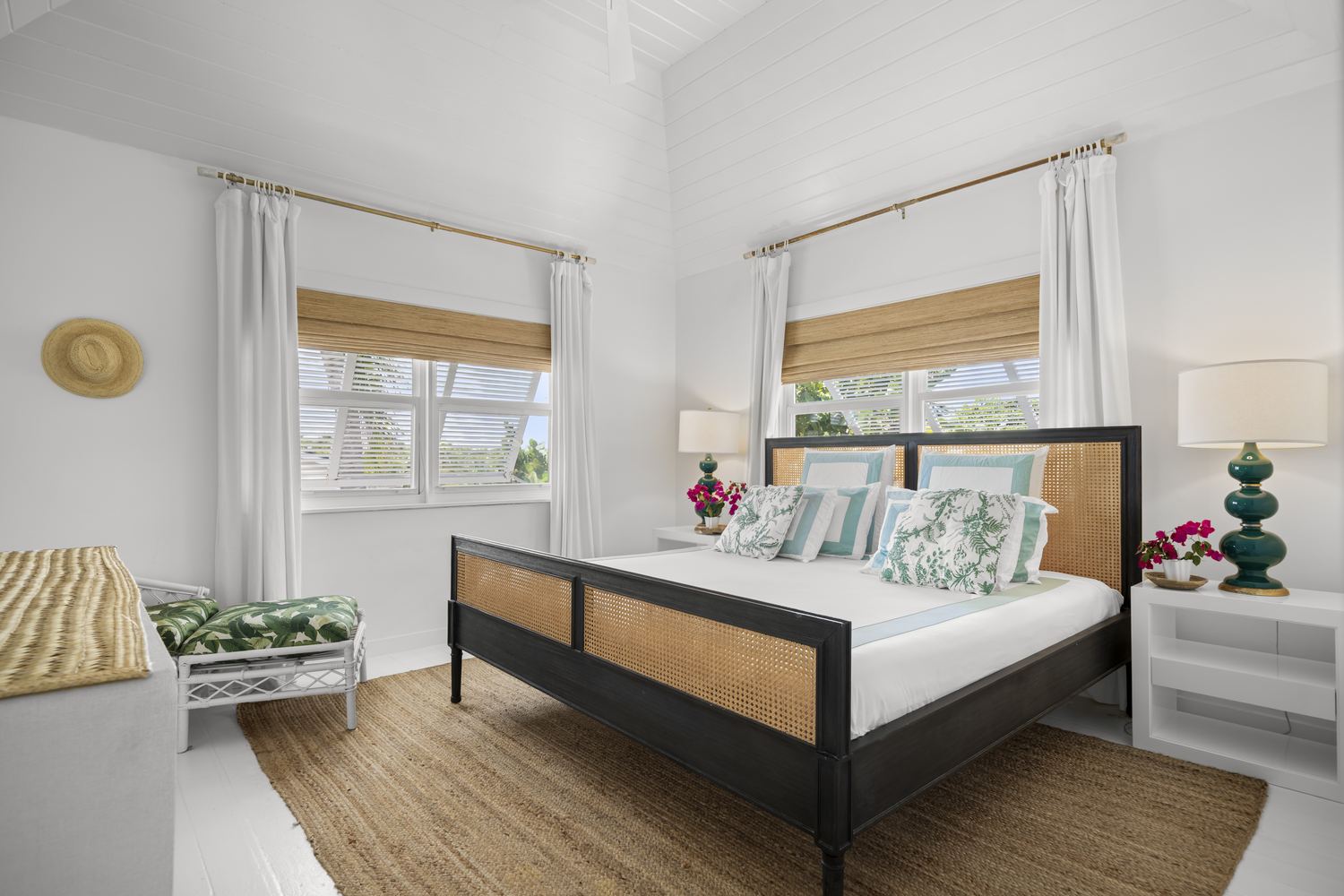 Rattan king bedroom — Sea Siren, Harbour Island